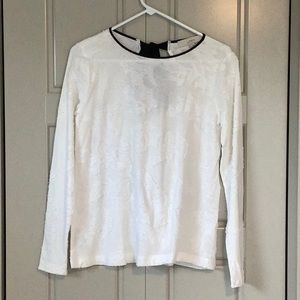 LOFT white shirt, trimmed in black with a key hole and bow in back. NWT.